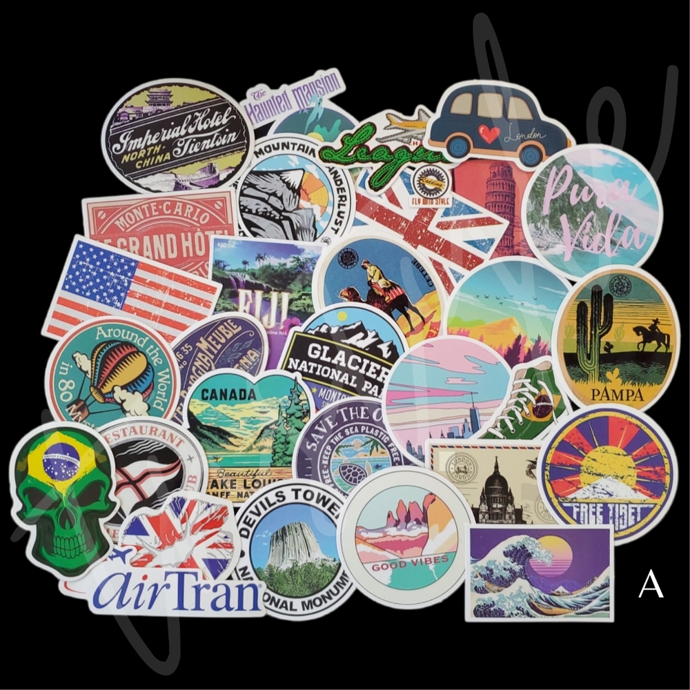 3/$18 Travel Themed Stickers